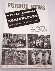 1940 PURDUE UNIV NEWS WINTER AGRICULTURE COURSES BK IND  