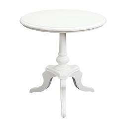 White Lacquer Finish Round Accent Table  