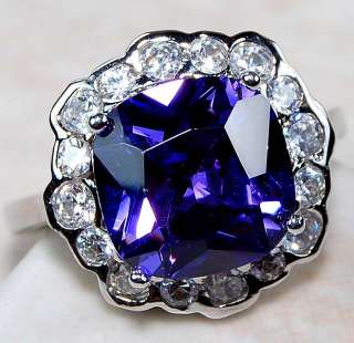 Amethyst,White Topaz & 925 Solid Sterling Silver Ring Size 8.Dimension 