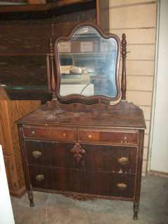 Antique Four Drawer Chest Dresser w/Swiveling Mirror  