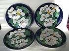 Hand Painted Mexican Pottery Lily design Dinner Plates   set of 4