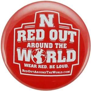   Cornhuskers Red Out Around the World Button Pin