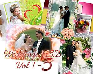 1000 Photoshop CS5 templates PSD for Weddings 10 DVDs  