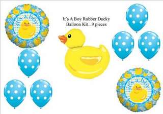 ITS A BOY BALLOONS RUBBER DUCKY DUCKIE BABY SHOWER 9pc  
