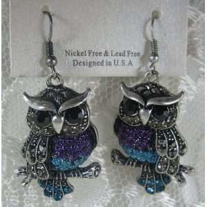  Wild Life Blue moon Owl earrings 