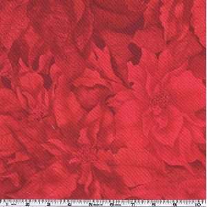  45 Wide Winter Flowers Shadow Poinsettia Red Fabric By 