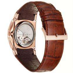 Skagen Mens Leather Rose Goldplated Automatic Watch  