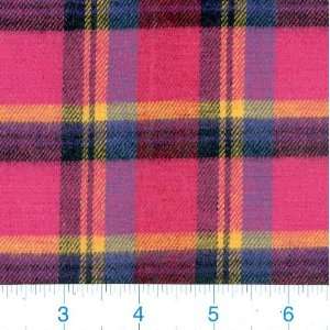  58 Wide Flannel Plaid Hot Pink/Blue Fabric By The Yard 