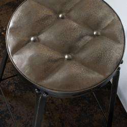 Set of 2 Metal Tufted Counter Stools (India)  