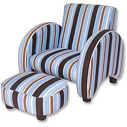 Trend Lab Max Striped Modern Chair and Ottoman Set  