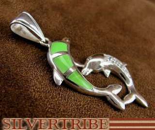 Jade & Sterling Silver Dolphin Slide Pendant Jewelry  