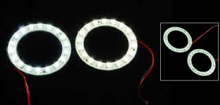White 2 x 60mm 18 SMD LED Car Angel Eyes Halo Ring Light Headlight 