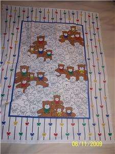 Teddy Bear Baby/Toddler Quilt top, Fabric panel,Blanket  