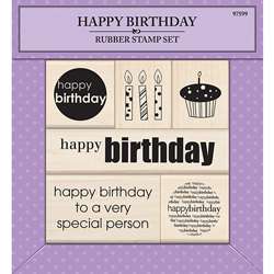 Inkadinkado Happy Birthday Rubber Stamp Set  