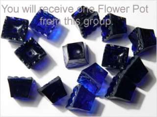ANTIQUE VINTAGE CZECH ART DECO FLOWER POT COBALT BLUE GLASS DEPRESSION 