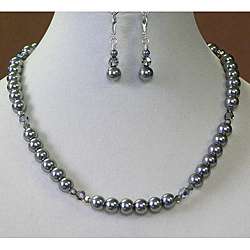 Palmtree Gems Black Diamond Crystal Necklace and Earring Set 