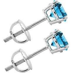 14k White Gold 3ct TDW Blue Diamond Stud Earrings  