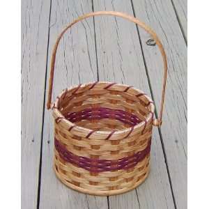   SHIPMENT Amish Handmade Small Pail Basket w/Swinging Handle IN WINE