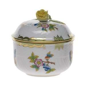 Herend Queen Victoria Covered Sugar With Rose  Kitchen 