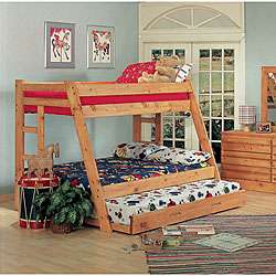   Pine Twin Over Full size Bunk Bed with Trundle  