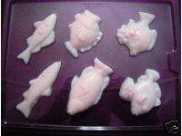ASSORTED FISH Soap Candy Mold Molds 6 Cavity NEW  