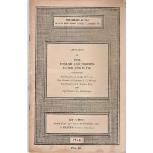  Catalogue of Fine English & Foreign Silver & Plate 