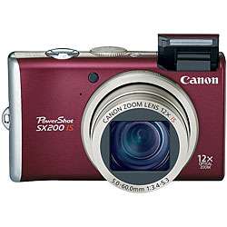 Canon PowerShot SX200 IS 12MP Red Digital Camera  