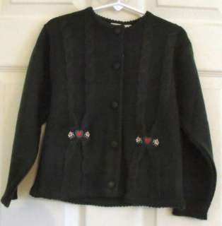 CARRIAGE BOUTIQUE GREEN SWEATER/STITCHING GIRLS SZ 4T  