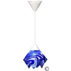 Radiance Flame Pendant with Cobalt Blue and White Shade Size Large 