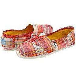 TOMS Shoes Woven Slipon Red Madras  