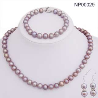 9mm Freshwater Pearls Necklace Bracelet Earring Set  