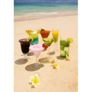  Tropical Drinks on a Hawaiian Beach   Peel and Stick Wall 
