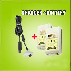 Play and Charge Kit 2x Battery Pack for xbox 360 White  