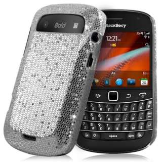 Silver Sparkle Glitter Hard Case Cover For Blackberry Bold 9900/9930 