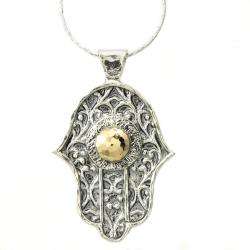 Sterling Silver and 14k Gold Hamsa Necklace  