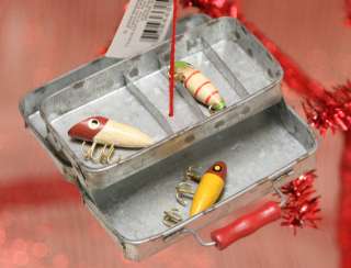 NEW FISHING MIDWEST ANGLER TACKLE BOX CHRISTMAS ORNAMENT WITH LURES 
