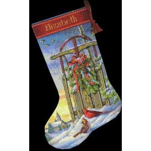  Cross Stitch Kit Christmas Sled Stocking Dimensions Gold 