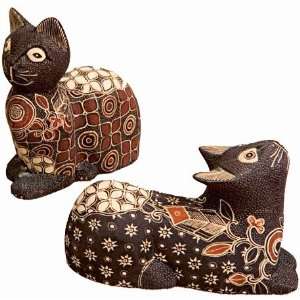  Collectible Fair Trade Batiked Cats   set of 2