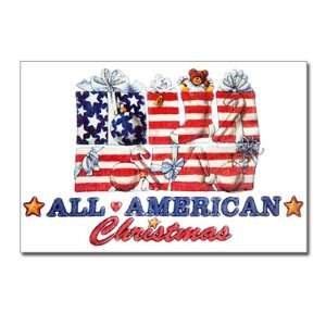 Postcards (8 Pack) All American Christmas US Flag Stockings Presents