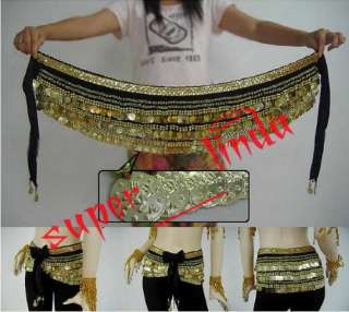 Belly Dance Hip Scarf Belt velvet&338pcs golden Coins 10 colours