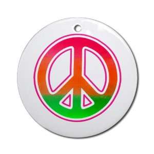  Ornament (Round) Neon Peace Symbol 