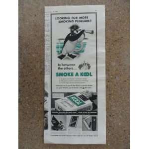 Kool cigarettes, Vintage 40s Illustration print ad. (pengum)Original 
