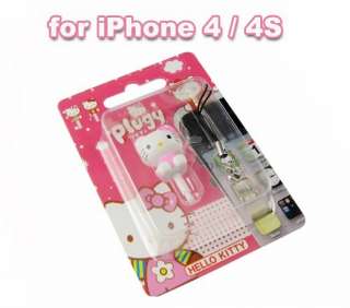 Hello Kitty Headset Anti Dust Ear Cap Plug Stopper for iPhone 4 iPhone 
