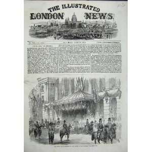   Royal Visit Birmingham 1858 Townhall Arrival Old Print