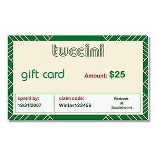  Gift Cards By Tuccini Gift card   Value $25 Beauty
