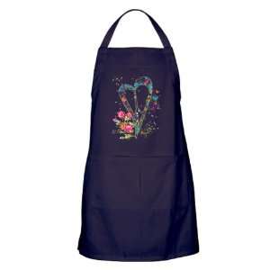  Apron (Dark) Flowered Butterfly Heart Peace Symbol Sign 