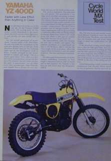 HUSQVARNA 390 CR YAMAHA YZ 400D Tests YZ400 1977  