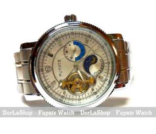 New Tourbillon Sun Moon Mechanical Steel Watch, *24hrs Mens  