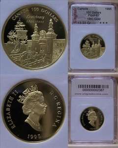 CANADA $100 GOLD COIN 14K 1995 * LOUISBOURG *  