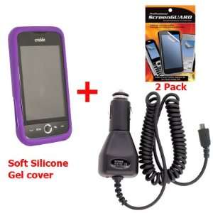 Purple Huawei Ascend M860 Purple Silicon Gel Skins Cover, Car Charger 